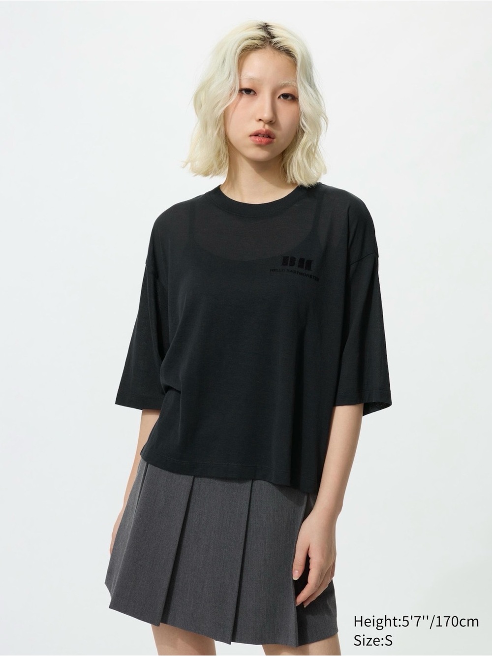 Black Baby Monster Semi Sheer Crop Relaxed Tee